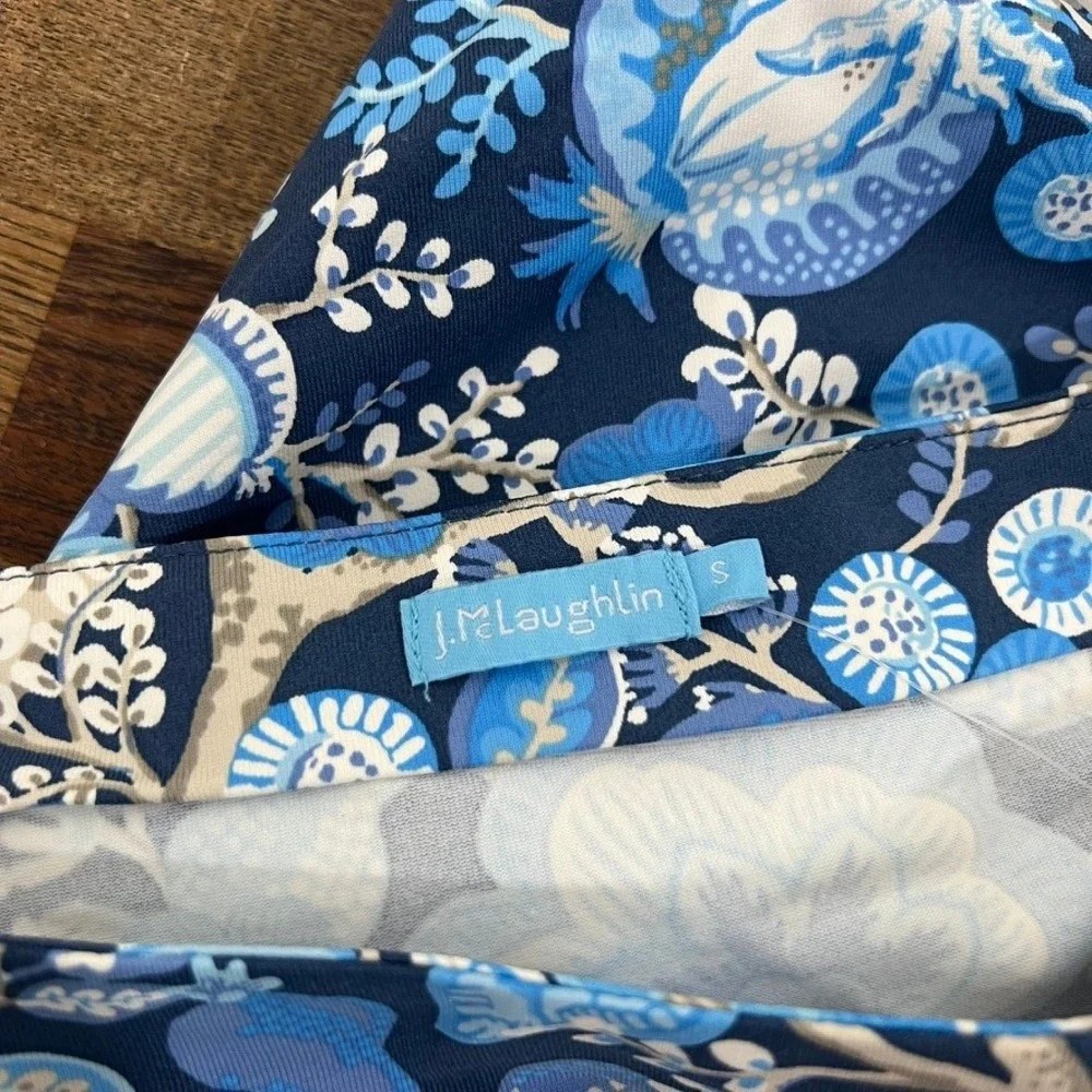 J Mclaughlin Marianne Dress Small NWT $248 Knee Length‎ Catalina Blue Floral - Picture 4 of 7